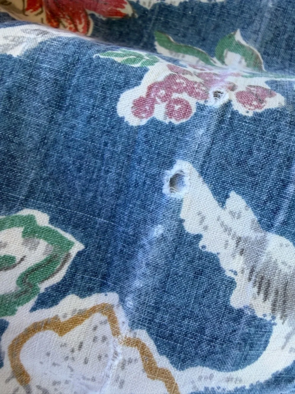 VTG Ralph Lauren Jardin Blue 3-Piece Sheet Set Blue Floral 90s 100% Cotton FLAWS